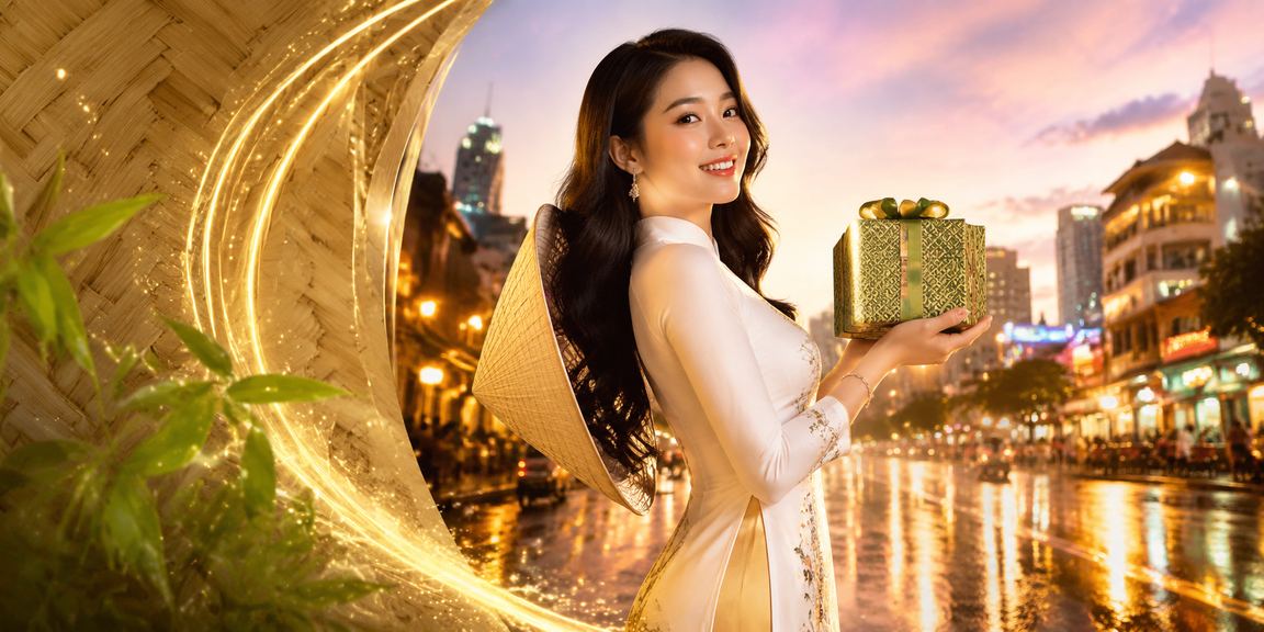 Giao diện ứng dụng casino trên điện thoại tại Hồ Chí Minh với nón lá truyền thống